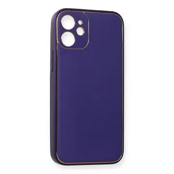 İphone 12 Mini Kılıf Coco Deri Silikon Kapak - Mor