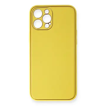 İphone 12 Pro Kılıf Coco Deri Silikon Kapak - Sarı