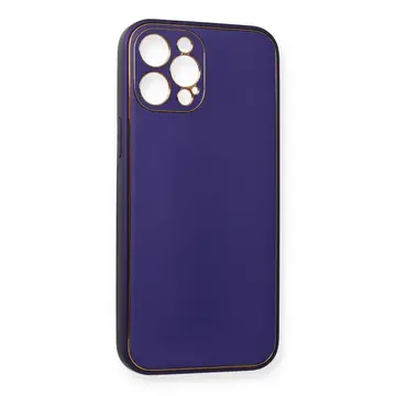 İphone 12 Pro Kılıf Coco Deri Silikon Kapak - Mor