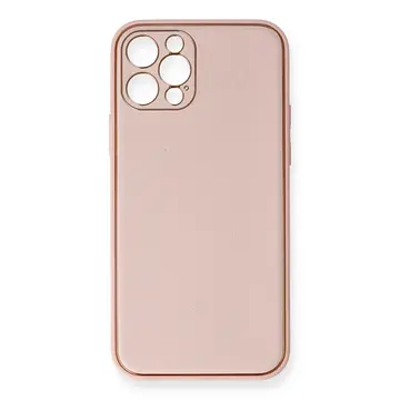 İphone 12 Pro Kılıf Coco Deri Silikon Kapak - Pembe