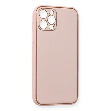 İphone 12 Pro Kılıf Coco Deri Silikon Kapak - Pembe