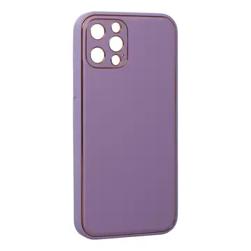 İphone 12 Pro Kılıf Coco Deri Silikon Kapak - Lila