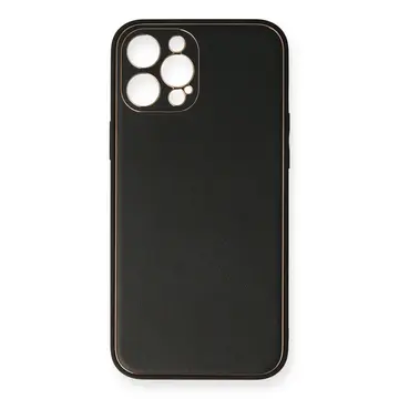 İphone 12 Pro Max Kılıf Coco Deri Silikon Kapak - Siyah