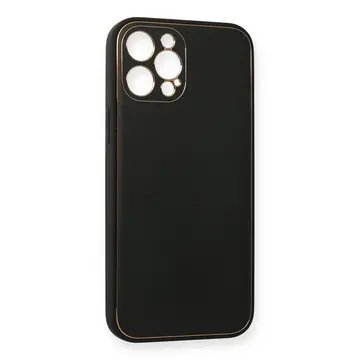 İphone 12 Pro Max Kılıf Coco Deri Silikon Kapak - Siyah