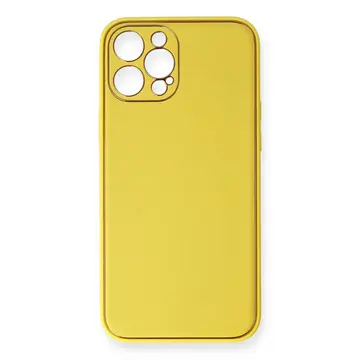 İphone 12 Pro Max Kılıf Coco Deri Silikon Kapak - Sarı