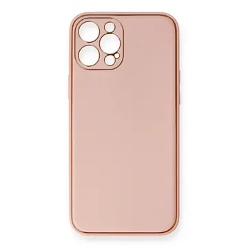İphone 12 Pro Max Kılıf Coco Deri Silikon Kapak - Pembe