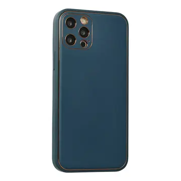 İphone 12 Pro Max Kılıf Coco Deri Silikon Kapak - Mavi