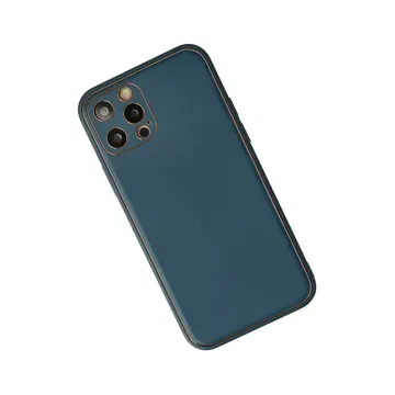 İphone 12 Pro Max Kılıf Coco Deri Silikon Kapak - Mavi