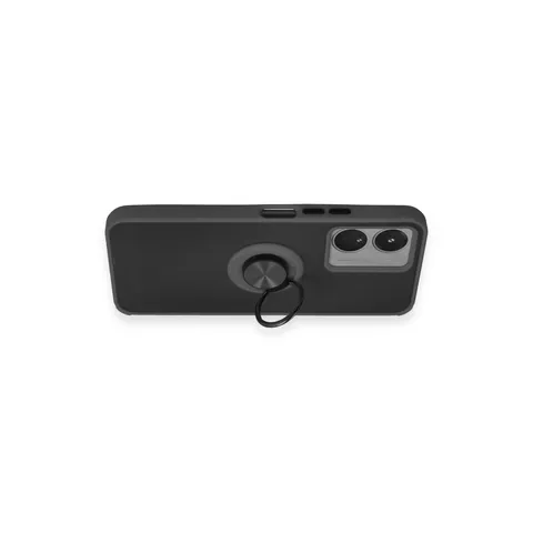Vivo Y16 Kılıf Montreal Yüzüklü Silikon Kapak - Siyah