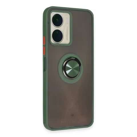 Vivo Y16 Kılıf Montreal Yüzüklü Silikon Kapak - Yeşil