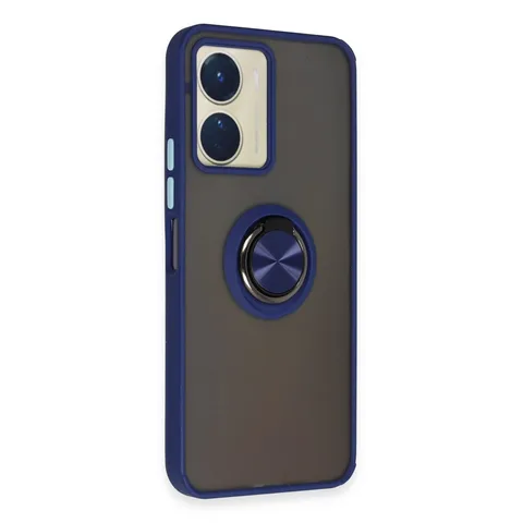 Vivo Y16 Kılıf Montreal Yüzüklü Silikon Kapak - Lacivert