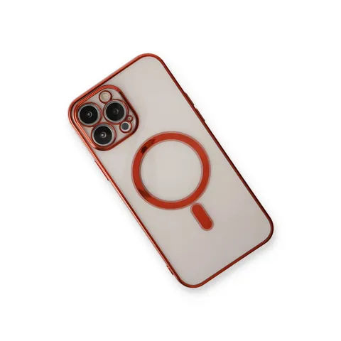İphone 13 Pro Max Kılıf Magneticsafe Lazer Silikon - Kırmızı