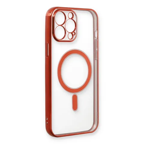 İphone 13 Pro Max Kılıf Magneticsafe Lazer Silikon - Kırmızı