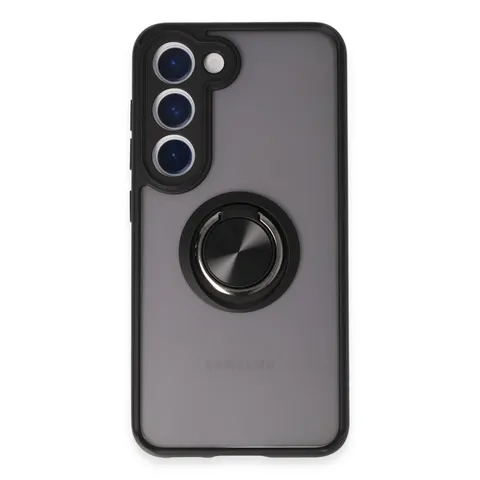 Samsung Galaxy S23 Kılıf Montreal Yüzüklü Silikon Kapak - Siyah
