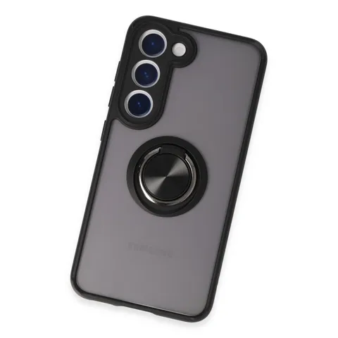Samsung Galaxy S23 Kılıf Montreal Yüzüklü Silikon Kapak - Siyah