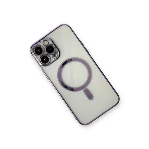 İphone 13 Pro Max Kılıf Magneticsafe Lazer Silikon - Mor