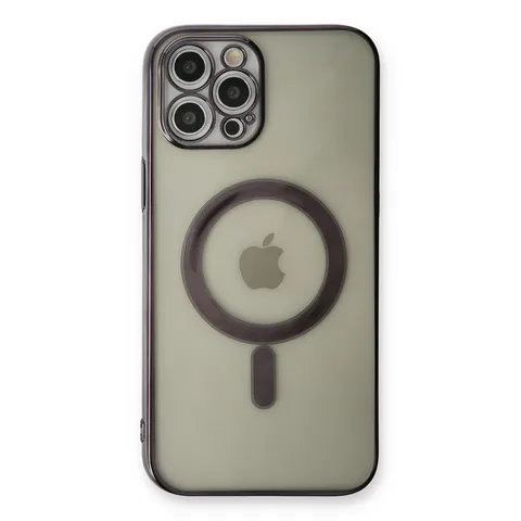 İphone 12 Pro Kılıf Magneticsafe Lazer Silikon - Siyah