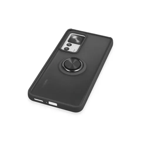 Xiaomi Mi 12t Pro Kılıf Montreal Yüzüklü Silikon Kapak - Siyah