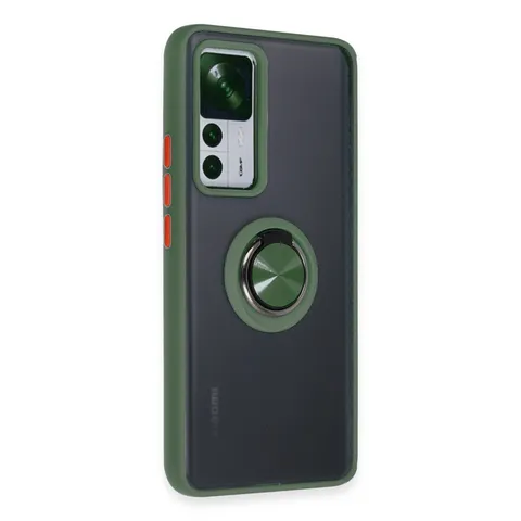 Xiaomi Mi 12t Pro Kılıf Montreal Yüzüklü Silikon Kapak - Yeşil