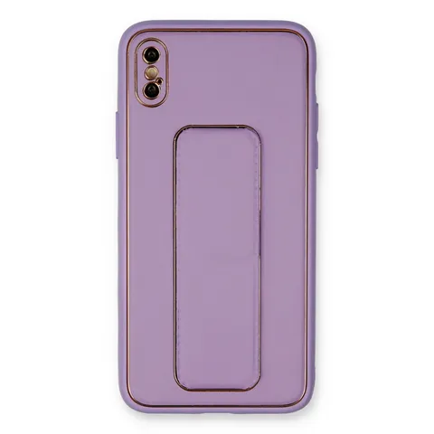 İphone Xs Max Kılıf Coco Deri Standlı Kapak - Koyu Lila