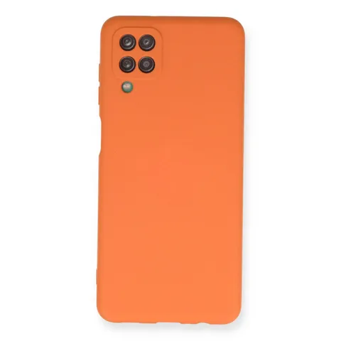 Samsung Galaxy A12 Kılıf Nano İçi Kadife Silikon - Turuncu