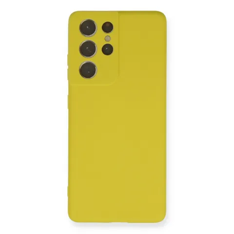Samsung Galaxy S21 Ultra Kılıf Nano İçi Kadife Silikon - Sarı