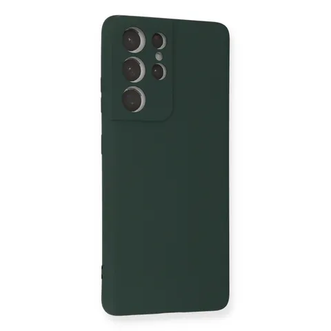 Samsung Galaxy S21 Ultra Kılıf Nano İçi Kadife Silikon - Koyu Yeşil