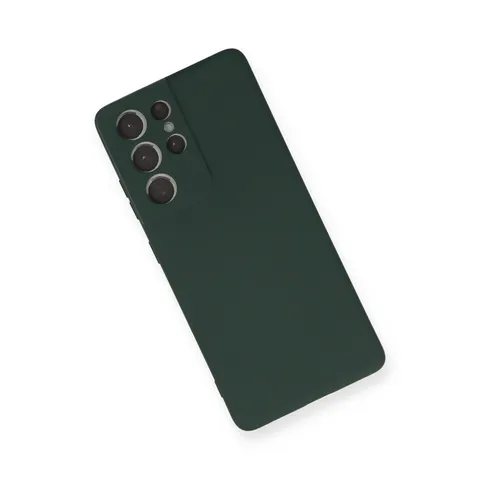 Samsung Galaxy S21 Ultra Kılıf Nano İçi Kadife Silikon - Koyu Yeşil