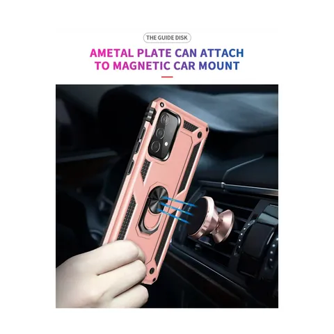 Samsung Galaxy A52 Kılıf Sofya Yüzüklü Silikon Kapak - Rose