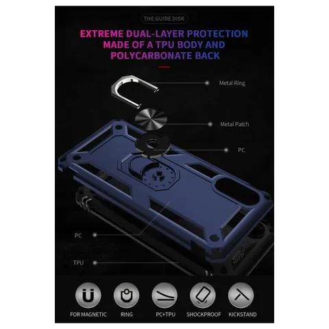 Samsung Galaxy A02 Kılıf Sofya Yüzüklü Silikon Kapak - Lacivert