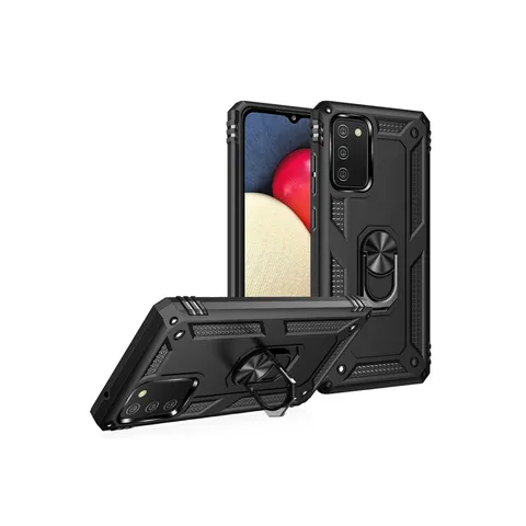 Samsung Galaxy A02s Kılıf Sofya Yüzüklü Silikon Kapak - Siyah