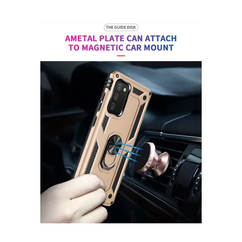Samsung Galaxy A02s Kılıf Sofya Yüzüklü Silikon Kapak - Gold