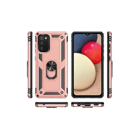 Samsung Galaxy A02s Kılıf Sofya Yüzüklü Silikon Kapak - Rose