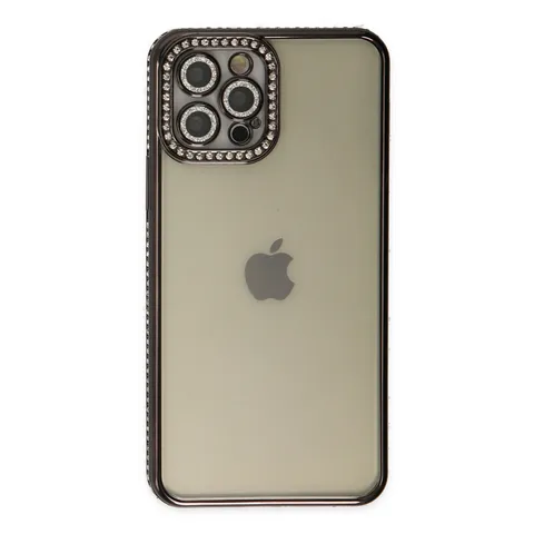 İphone 12 Pro Kılıf Joke Taşlı Silikon - Siyah