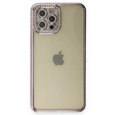 İphone 12 Pro Kılıf Joke Taşlı Silikon - Mor