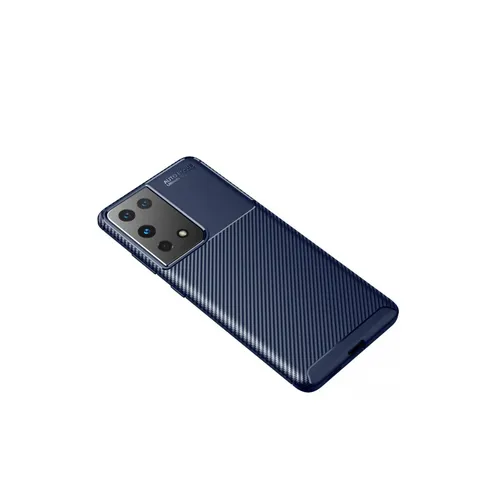 Samsung Galaxy S21 Ultra Kılıf Auto Focus Karbon Kapak - Lacivert
