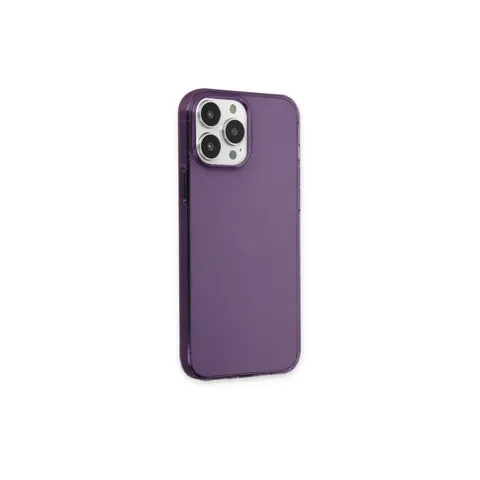 İphone 13 Pro Max Kılıf Pc Sert Şeffaf Kapak - Mor