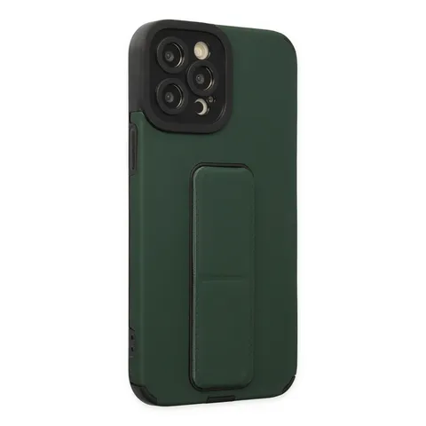 İphone 12 Pro Max Kılıf Mega Standlı Silikon - Yeşil