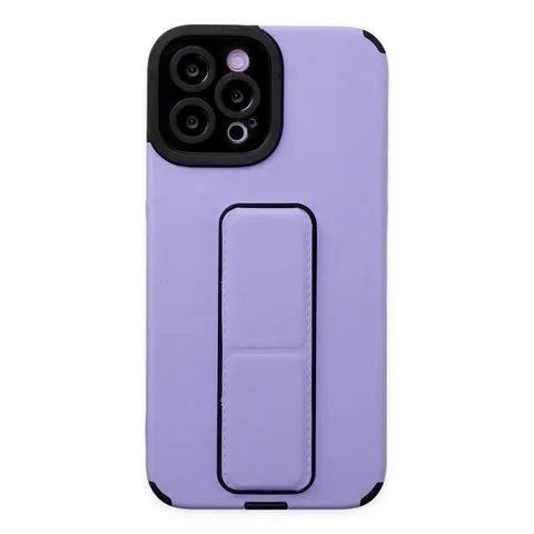 İphone 12 Pro Max Kılıf Mega Standlı Silikon - Lila