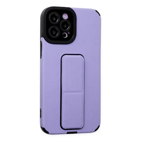 İphone 12 Pro Max Kılıf Mega Standlı Silikon - Lila