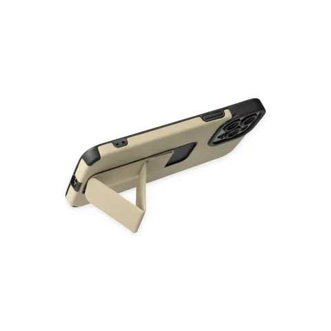 İphone 12 Pro Max Kılıf Mega Standlı Silikon - Gold