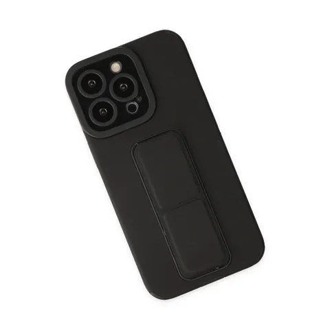 İphone 13 Pro Kılıf Mega Standlı Silikon - Siyah