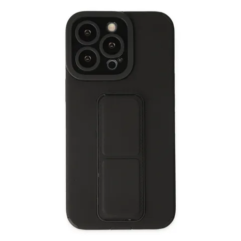 İphone 13 Pro Max Kılıf Mega Standlı Silikon - Siyah