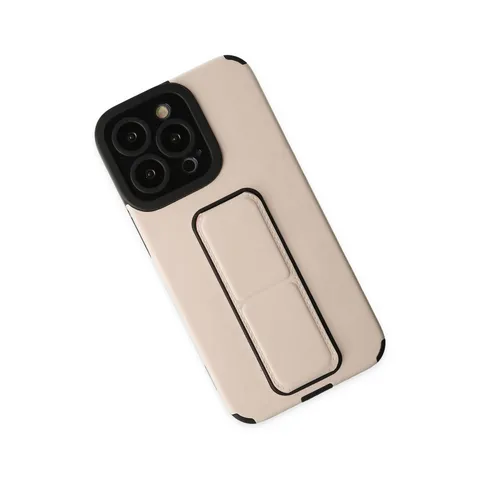 İphone 13 Pro Max Kılıf Mega Standlı Silikon - Gold