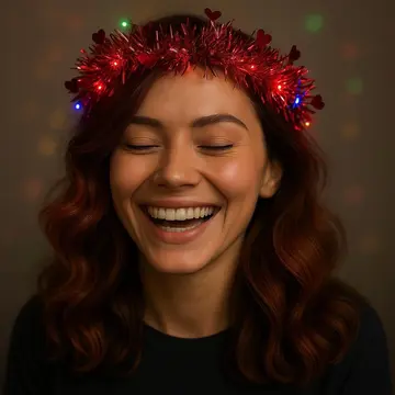 Kalp Püsküllü Gece Parıltısı 3 Modlu Led39li Işıklı Taç Mor Renk