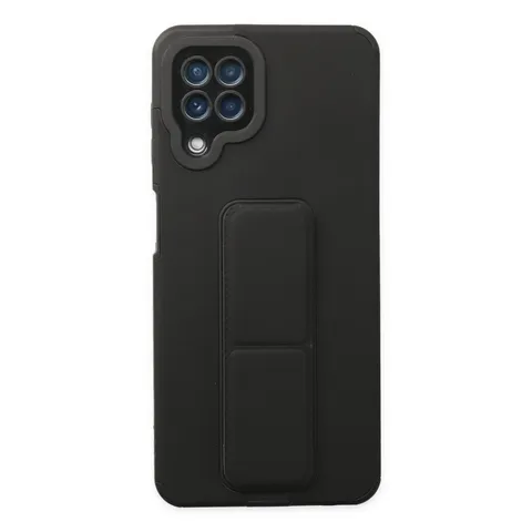 Samsung Galaxy A22 Kılıf Mega Standlı Silikon - Siyah
