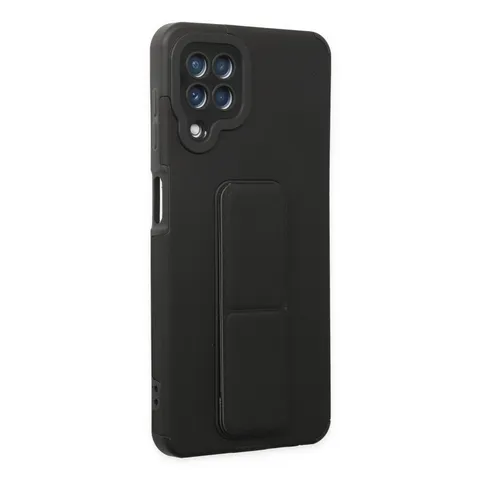 Samsung Galaxy A22 Kılıf Mega Standlı Silikon - Siyah
