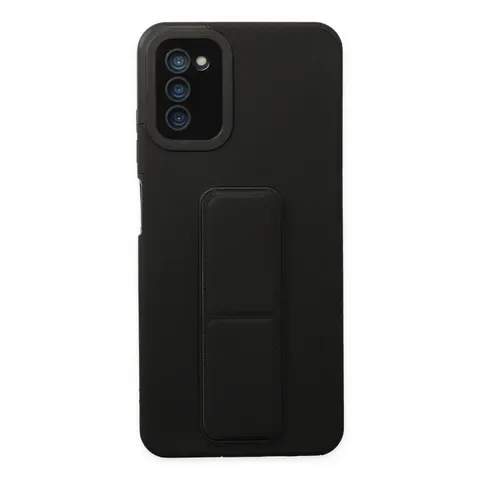 Samsung Galaxy A03s Kılıf Mega Standlı Silikon - Siyah