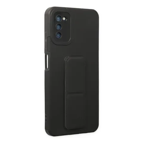 Samsung Galaxy A03s Kılıf Mega Standlı Silikon - Siyah