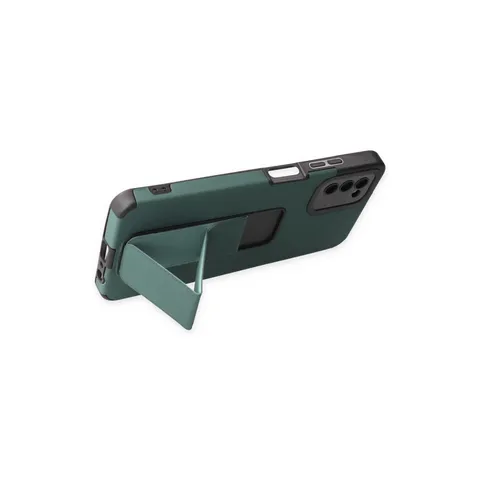 Samsung Galaxy A03s Kılıf Mega Standlı Silikon - Yeşil